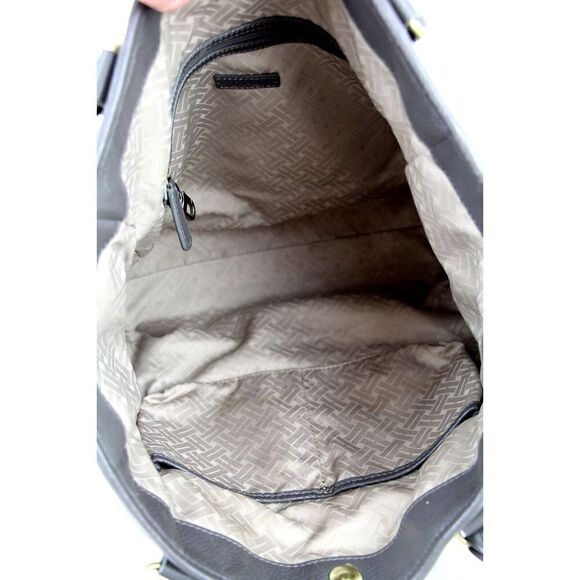 LARGE Cole Haan GRAY GENUINE LEATHER TOTE TOP HANDLES SHOULDER BAG HANDBAG PURSE - Picture 7 of 13